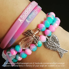 Pink & Blue Marbled Glass - Awareness & Memorial Bracelet - 2 Options