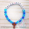 Royal Blue & Sky Blue - Personalized Bracelet w/ Wooden Cross