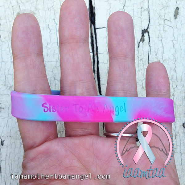 Wristband - Sister To An Angel - Pink/Blue Swirl