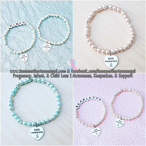 SIDS Awareness Pearl Bracelet - Personalization Available