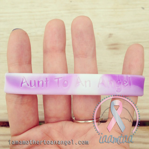 Wristband - Aunt To An Angel - Purple/White