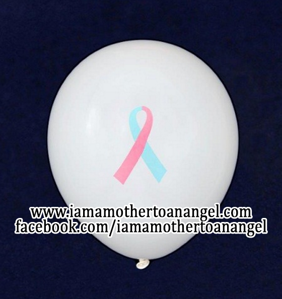 100 - Pink & Blue Awareness Ribbon Balloons (White)
