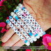 5 Year Anniversary Sale - White Pearls & Your Choice of Accent Color - Personalized Bracelet w/ Angel Wing & Awareness Ribbon