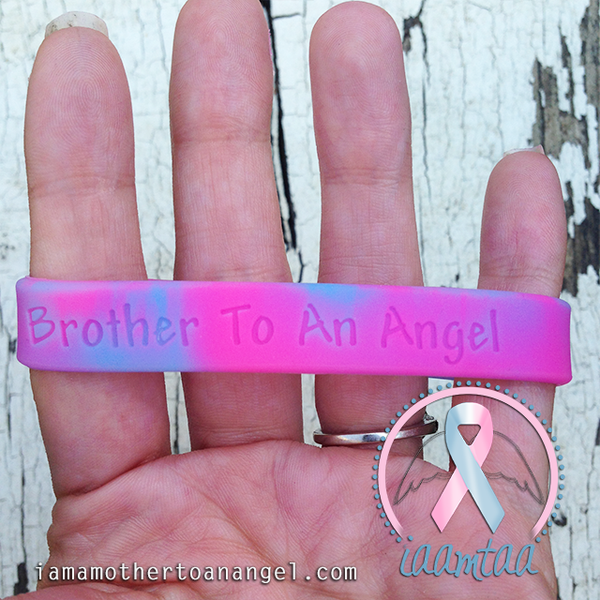 Wristband - Brother To An Angel - Pink/Blue Swirl