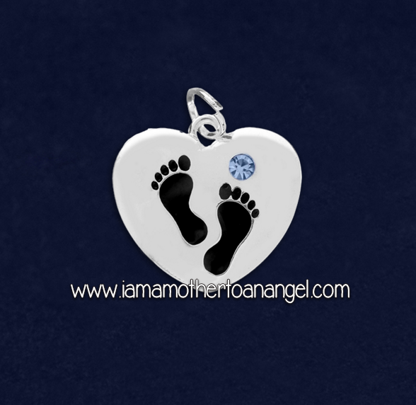 Footprints On My Heart Charm - Blue