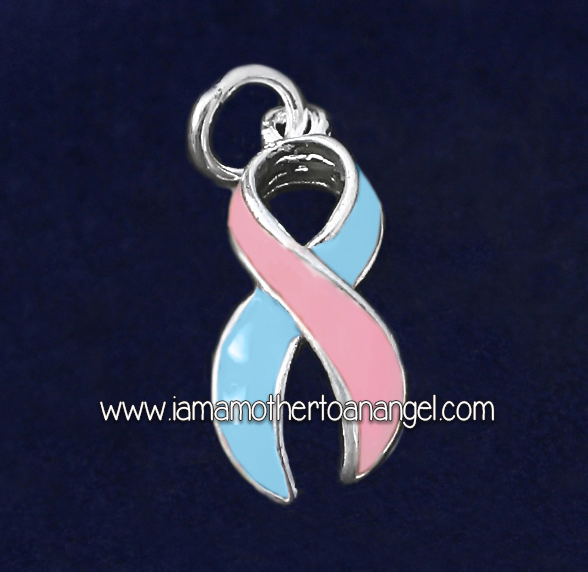 Pink and Blue Awareness Ribbon Charm