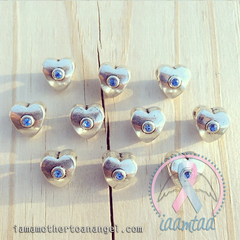 Puffed Heart - Blue Crystal - European Charm (Pandora Style)