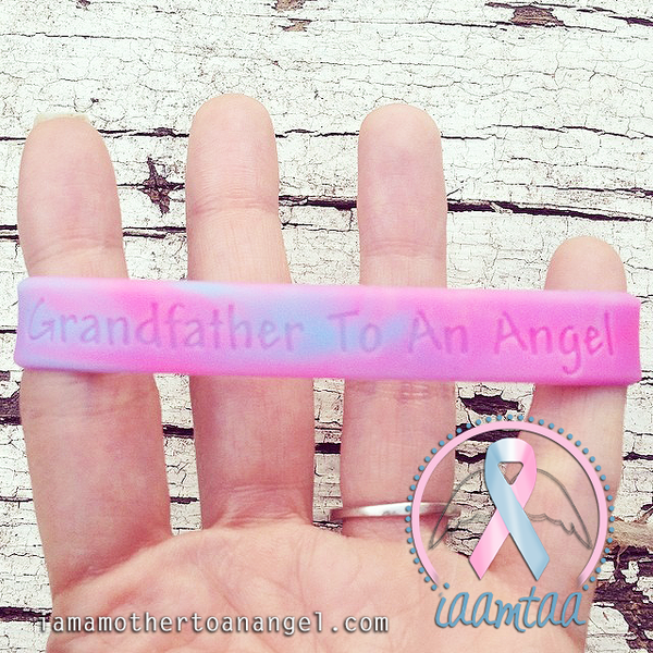 Wristband - Grandfather To An Angel - Pink/Blue Swirl