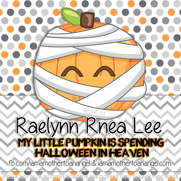 Digital Personalized Keepsake Graphic - Little Pumpkin In Heaven Halloween 2015
