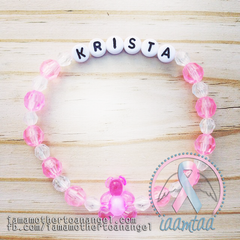 Personalized Bracelet w/ Teddy Bear - Pink & Clear