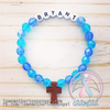 Royal Blue & Sky Blue - Personalized Bracelet w/ Wooden Cross