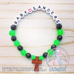 Black & Green - Personalized Bracelet w/ Wooden Cross