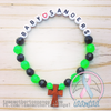 Black & Green - Personalized Bracelet w/ Wooden Cross
