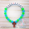 Sky Blue & Green - Personalized Bracelet w/ Wooden Cross