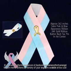 Large Pink & Blue Satin Awareness Ribbon Pin