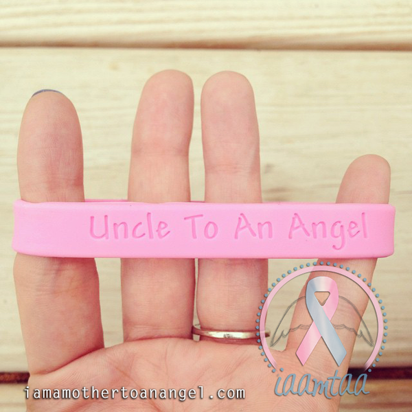 Wristband - Uncle To An Angel - Baby Pink